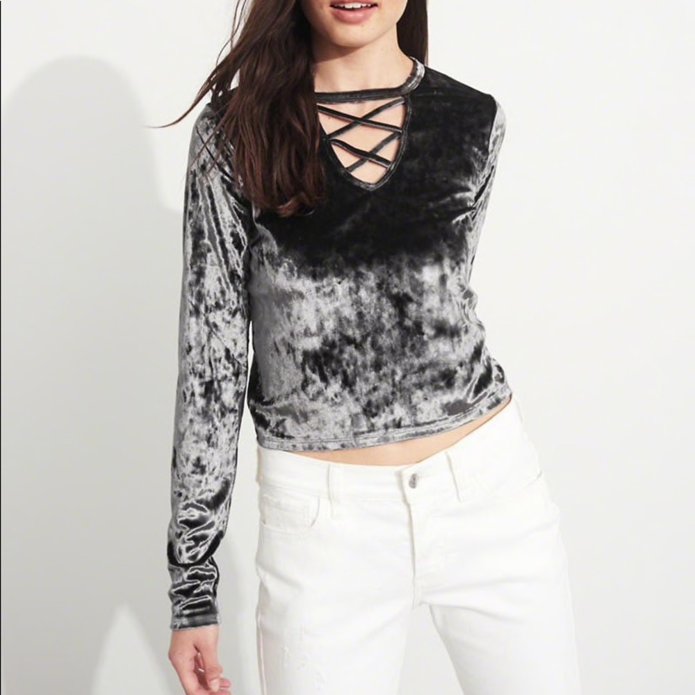 Hollister Velvet Long-Sleeved Blouse